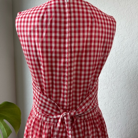Vintage Red White Gingham Eyelet Sleeveless Maxi Dress Medium - Picture 9 of 12